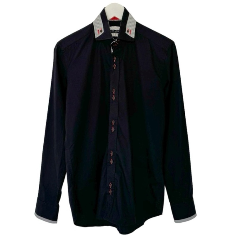 Guide London Buttoned Shirt Black Casual Long Sleeve Medium Formal Sharp Career
